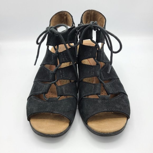 Rockport Cobb Hill Heels Black Suede Leather 7 Wide - Picture 5 of 15